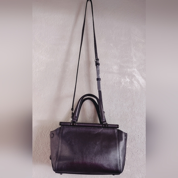 Coach Grace 20 Metallic Gray Leather Crossbody Handbag - Picture 12 of 16